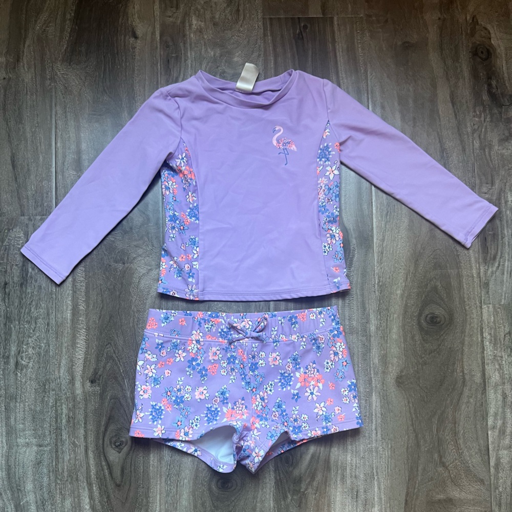 OshKosh B'gosh toddler Lavender Flamingo swimming set  size 2